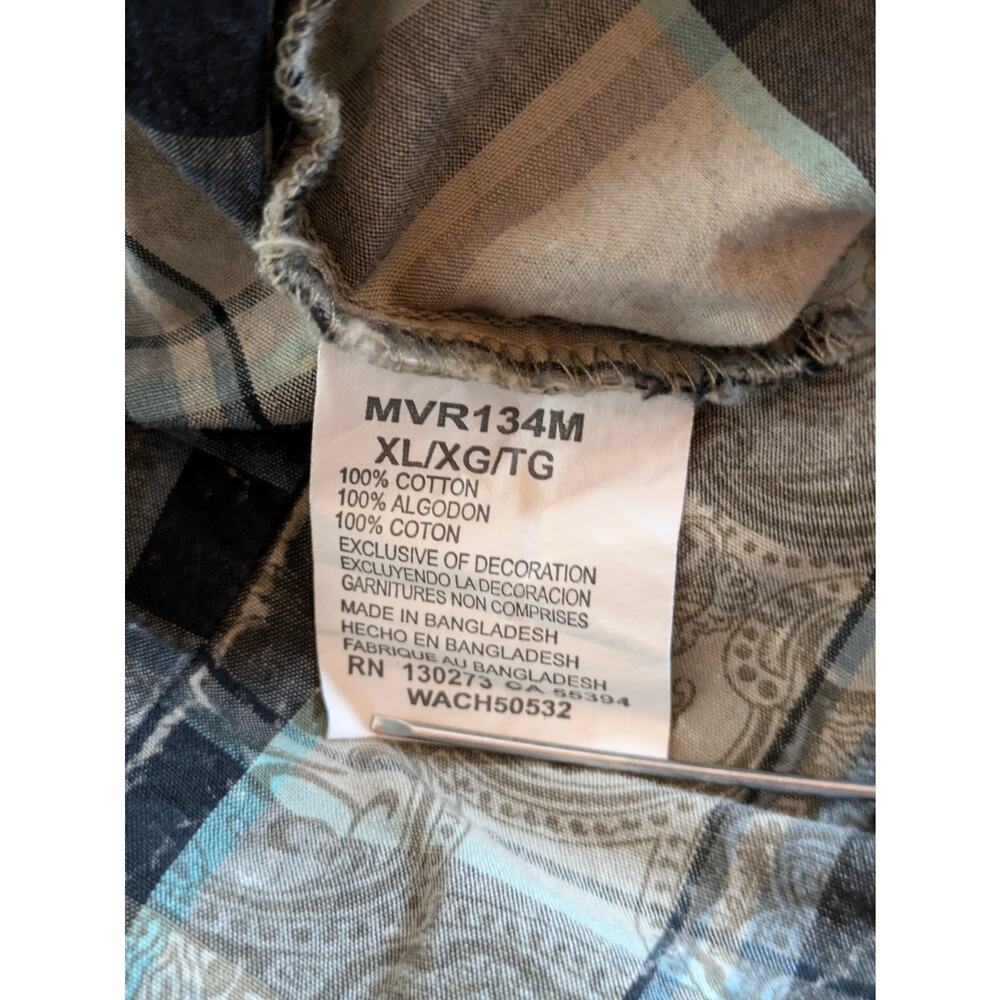 Wrangler Retro Mens XL Shirt Black Pearl Snap Paisley Plaid Button Up Pocket Top - Picture 12 of 12